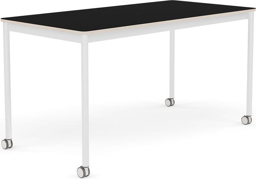 Stôl na kolieskach Base laminovaný biele nohy 70 x 140 cm čierny