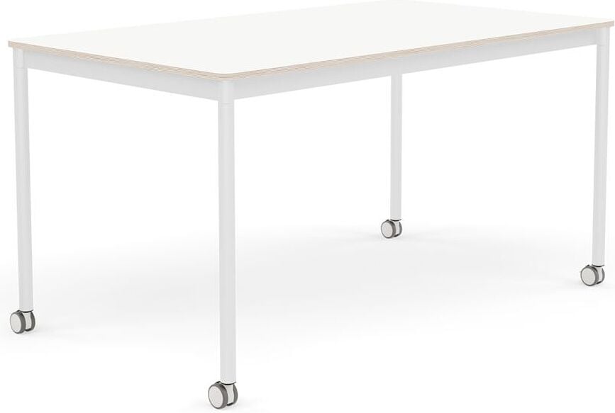 Stôl na kolieskach Base laminovaný biele nohy 80 x 140 cm biely