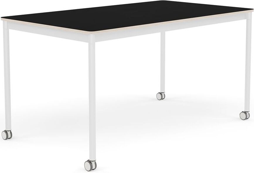 Stôl na kolieskach Base laminovaný biele nohy 80 x 140 cm čierny