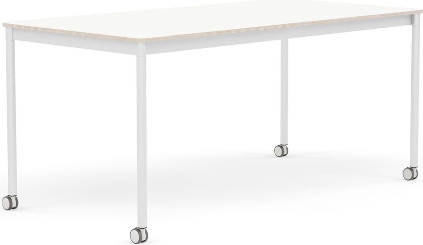 Stôl na kolieskach Base laminovaný biele nohy 80 x 160 cm biely