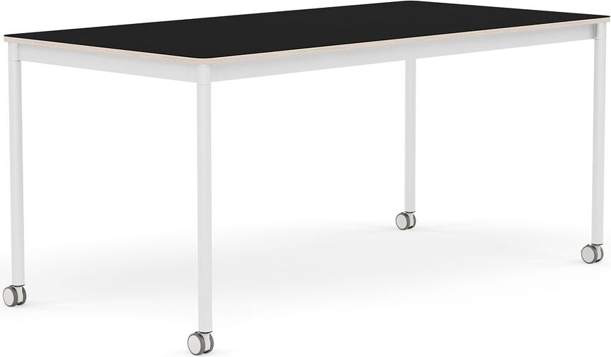 Stôl na kolieskach Base laminovaný biele nohy 80 x 160 cm čierny