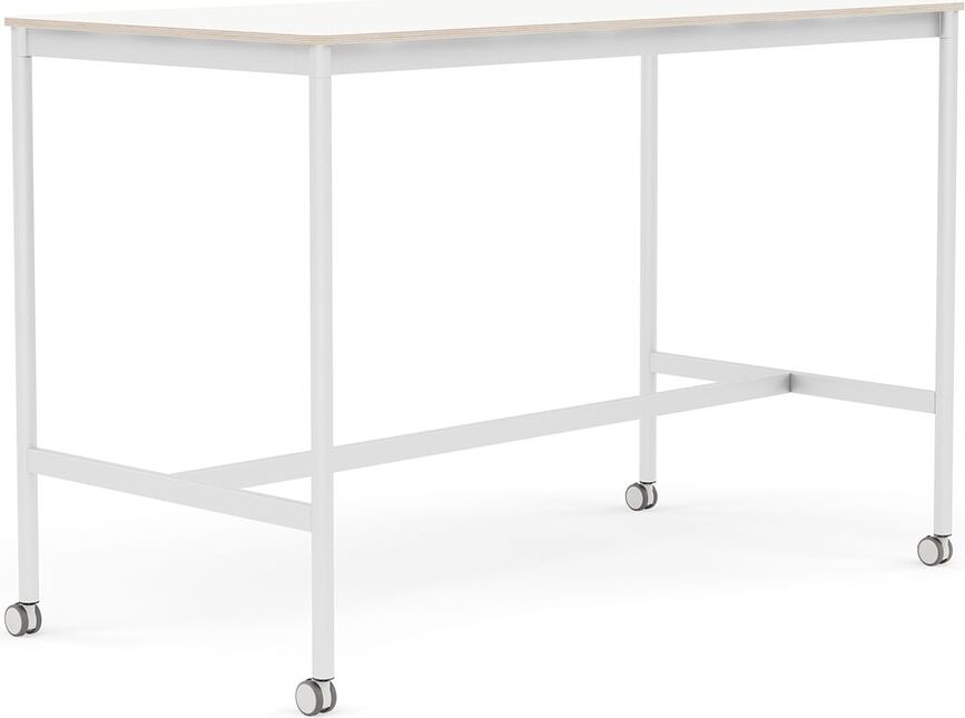 Stôl na kolieskach Base laminovaný biele nohy 80 x 160 x 105 cm biely