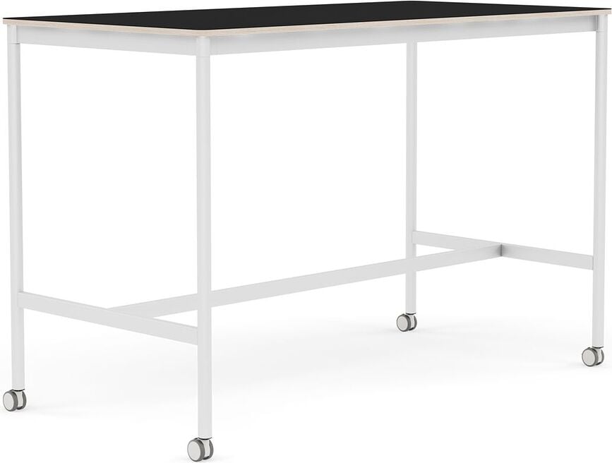 Stôl na kolieskach Base laminovaný biele nohy 80 x 160 x 105 cm čierny