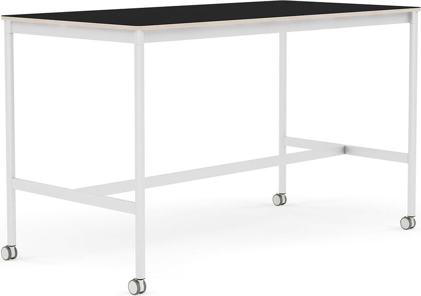Stôl na kolieskach Base laminovaný biele nohy 80 x 160 x 95 cm čierny