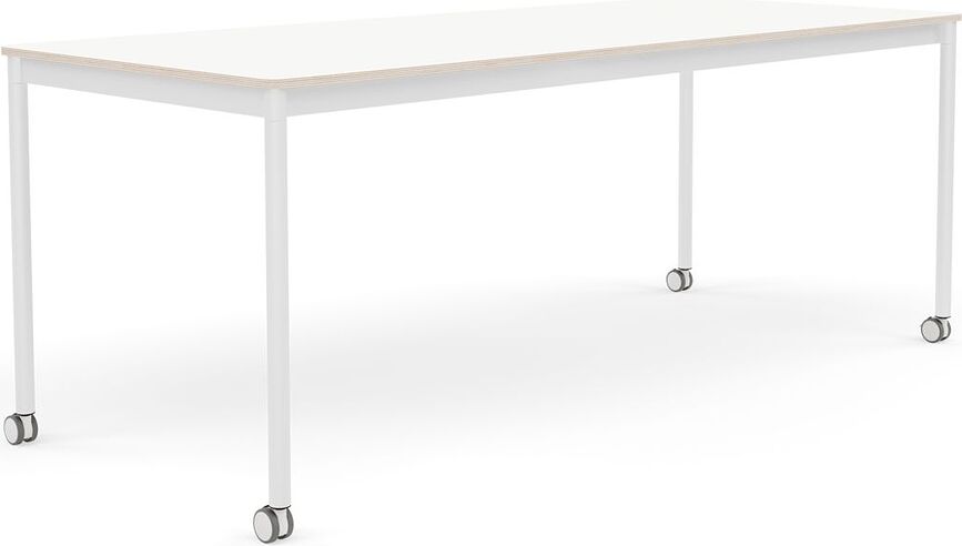Stôl na kolieskach Base laminovaný biele nohy 80 x 190 cm biely