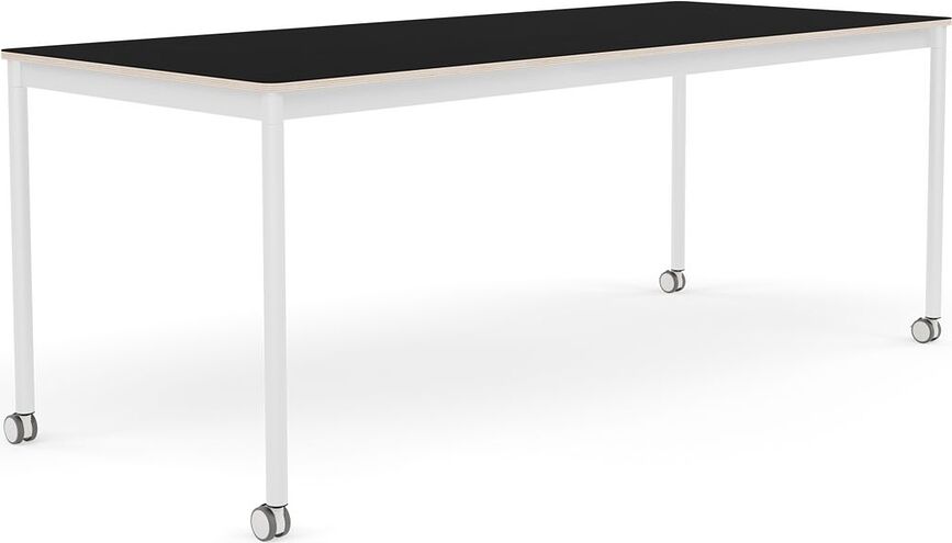 Stôl na kolieskach Base laminovaný biele nohy 80 x 190 cm čierny