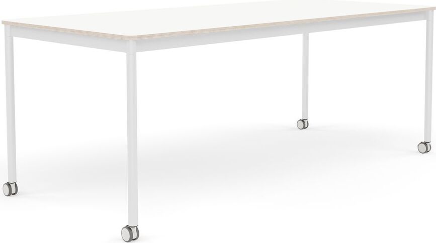 Stôl na kolieskach Base laminovaný biele nohy 85 x 190 cm biely