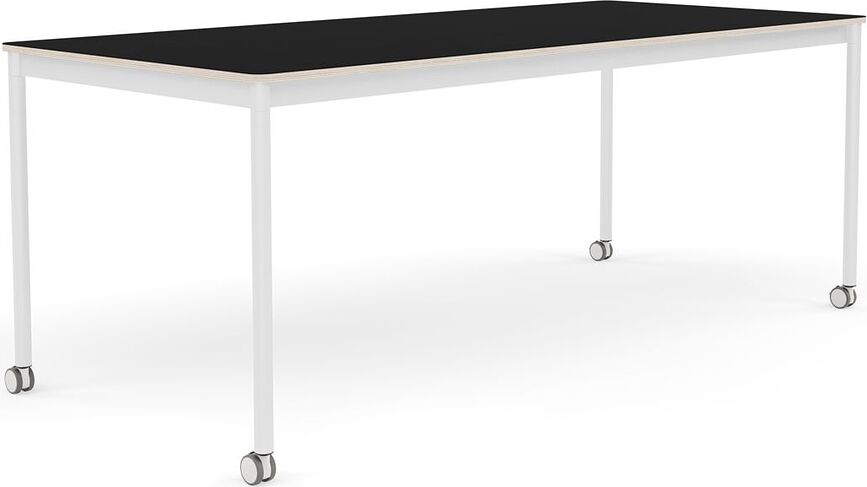 Stôl na kolieskach Base laminovaný biele nohy 85 x 190 cm čierny