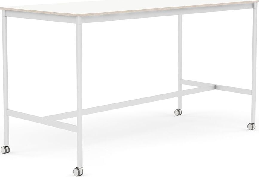 Stôl na kolieskach Base laminovaný biele nohy 85 x 190 x 105 cm biely