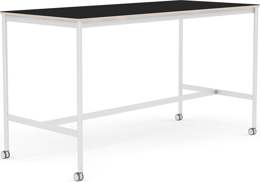 Stôl na kolieskach Base laminovaný biele nohy 85 x 190 x 105 cm čierny
