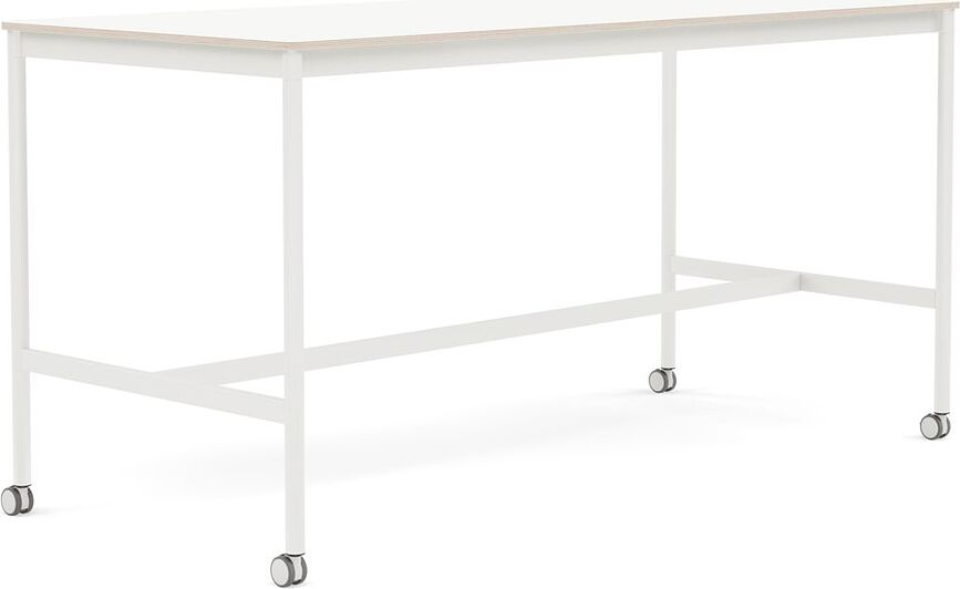 Stôl na kolieskach Base laminovaný biele nohy 85 x 190 x 95 cm biely