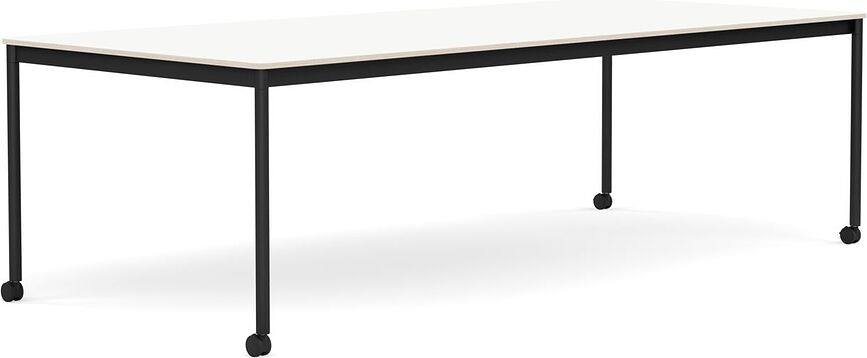 Stôl na kolieskach Base laminovaný nohy čierne 110 x 250 cm biely