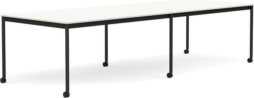 Stôl na kolieskach Base laminovaný nohy čierne 110 x 300 cm biely
