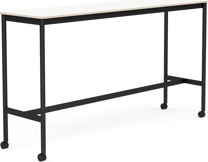 Stôl na kolieskach Base laminovaný nohy čierne 50 x 190 x 105 cm biely