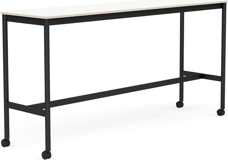 Stôl na kolieskach Base laminovaný nohy čierne 50 x 190 x 95 cm biely