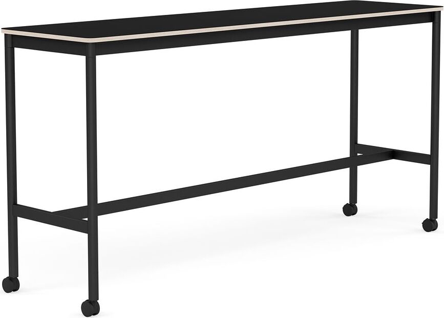 Stôl na kolieskach Base laminovaný nohy čierne 50 x 190 x 95 cm čierny