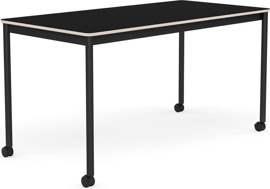 Stôl na kolieskach Base laminovaný nohy čierne 70 x 140 cm čierny