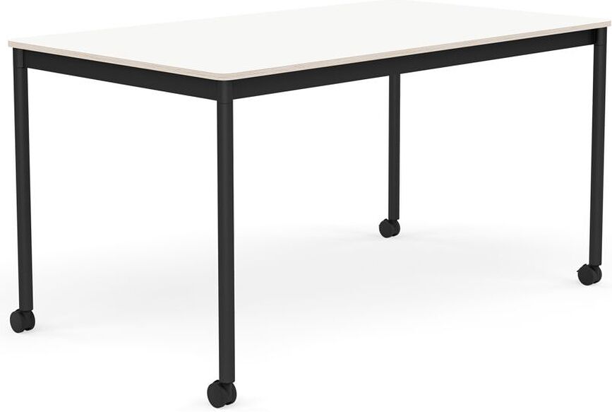 Stôl na kolieskach Base laminovaný nohy čierne 80 x 140 cm biely