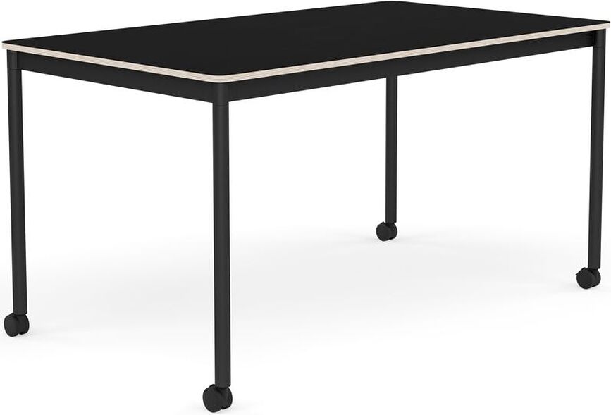 Stôl na kolieskach Base laminovaný nohy čierne 80 x 140 cm čierny