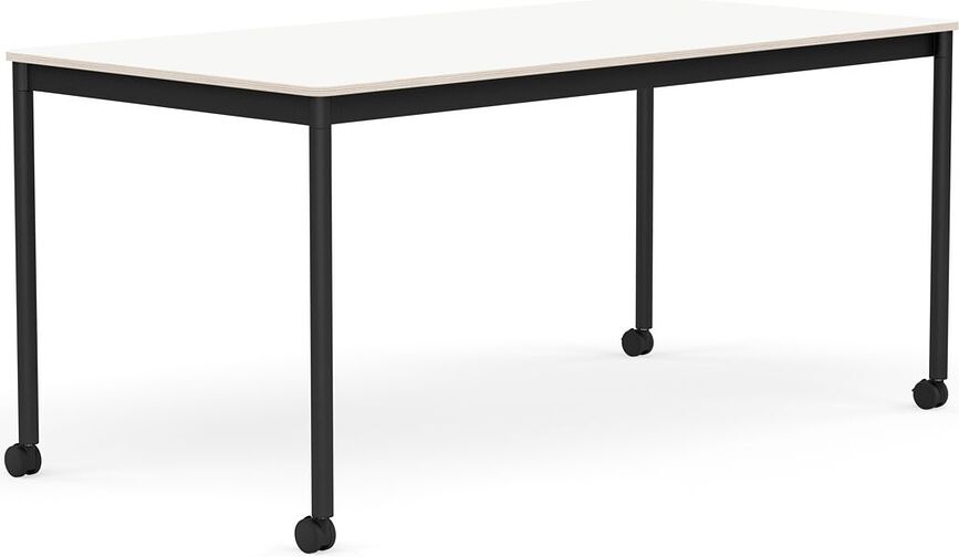 Stôl na kolieskach Base laminovaný nohy čierne 80 x 160 cm biely