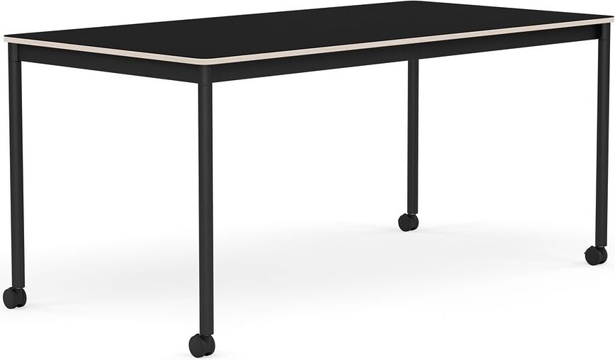 Stôl na kolieskach Base laminovaný nohy čierne 80 x 160 cm čierny