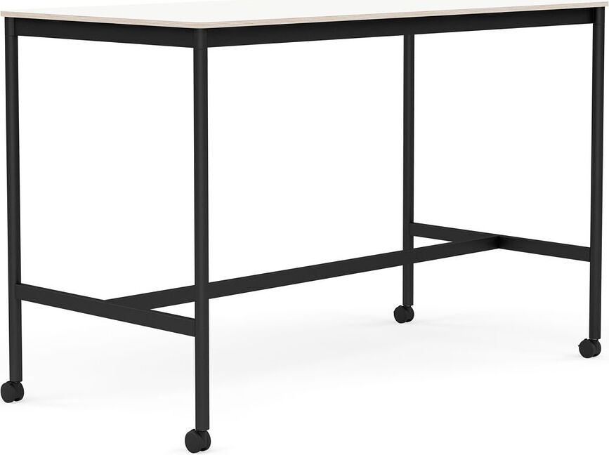 Stôl na kolieskach Base laminovaný nohy čierne 80 x 160 x 105 cm biely
