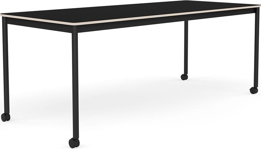Stôl na kolieskach Base laminovaný nohy čierne 80 x 190 cm čierny