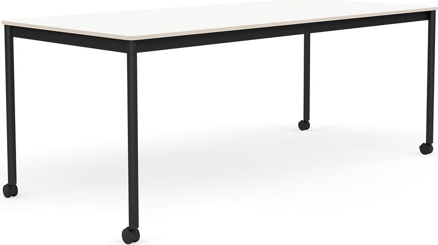 Stôl na kolieskach Base laminovaný nohy čierne 85 x 190 cm biely