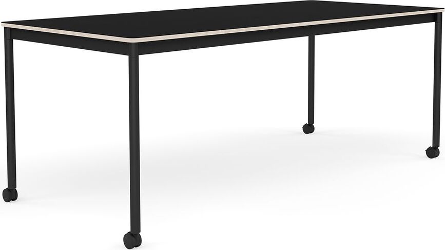 Stôl na kolieskach Base laminovaný nohy čierne 85 x 190 cm čierny