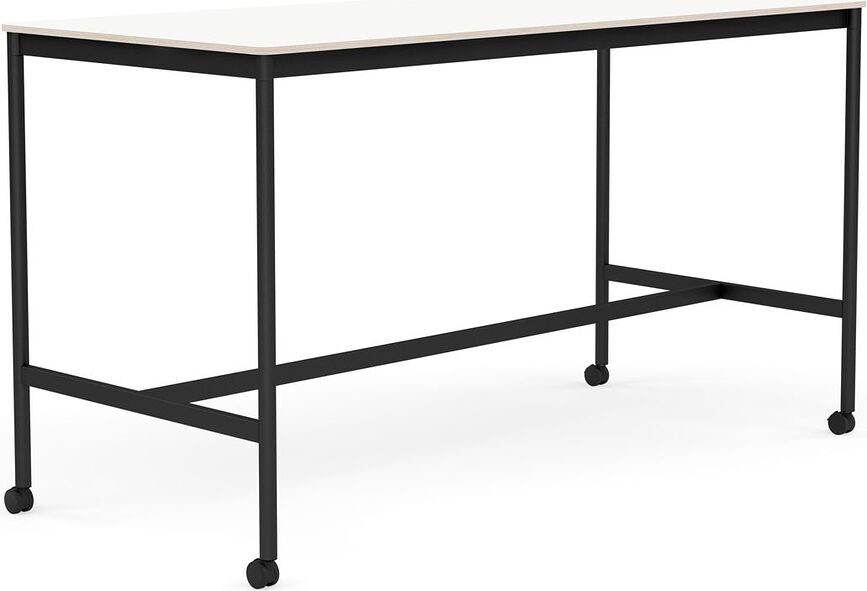 Stôl na kolieskach Base laminovaný nohy čierne 85 x 190 x 105 cm biely
