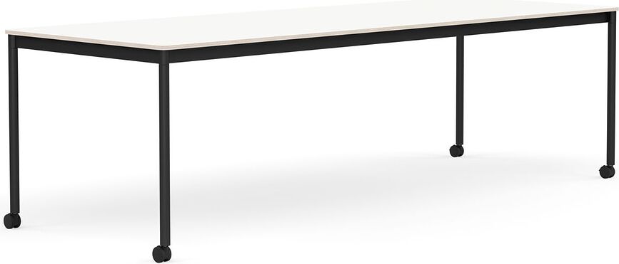 Stôl na kolieskach Base laminovaný nohy čierne 90 x 250 cm biely