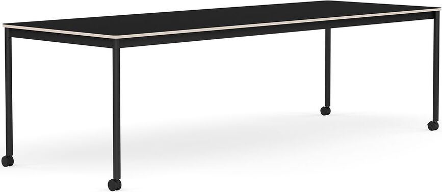 Stôl na kolieskach Base laminovaný nohy čierne 90 x 250 cm čierny
