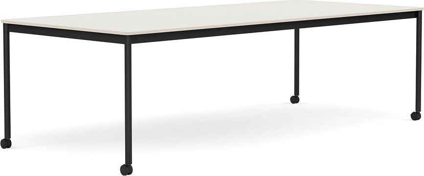 Stôl na kolieskach Base nanolaminát nohy čierne 110 x 250 cm biely