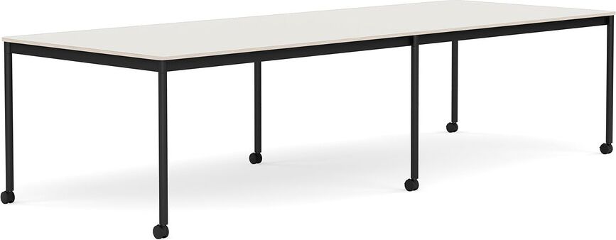 Stôl na kolieskach Base nanolaminát nohy čierne 110 x 300 cm biely