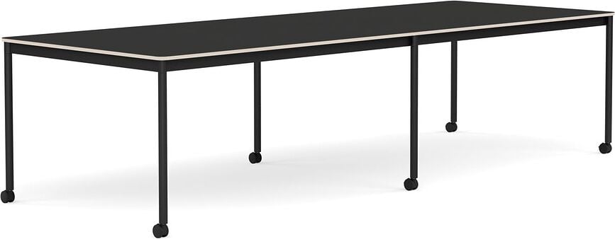 Stôl na kolieskach Base nanolaminát nohy čierne 110 x 300 cm čierny