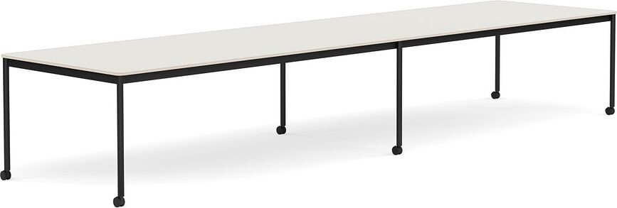 Stôl na kolieskach Base nanolaminát nohy čierne 110 x 440 cm biely