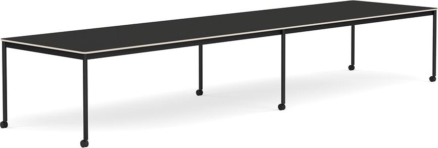 Stôl na kolieskach Base nanolaminát nohy čierne 110 x 440 cm čierny
