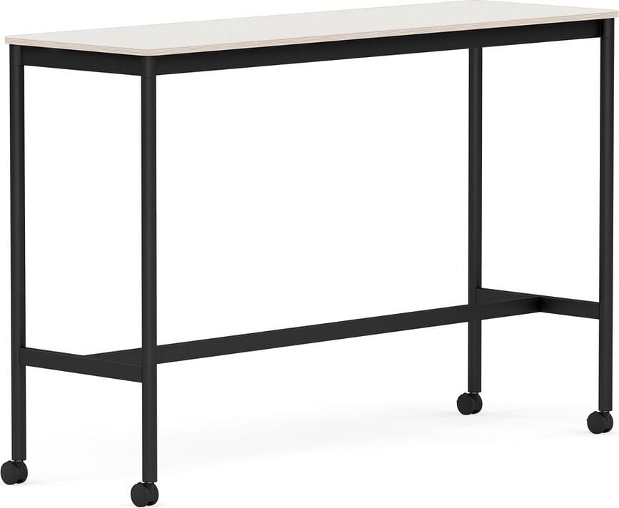 Stôl na kolieskach Base nanolaminát nohy čierne 50 x 160 x 105 cm biely