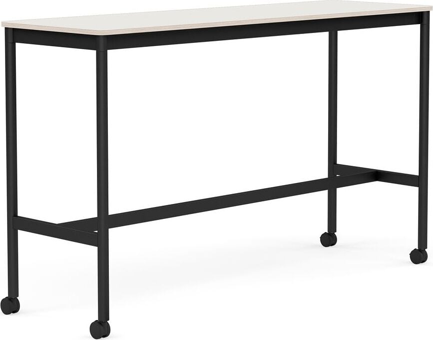 Stôl na kolieskach Base nanolaminát nohy čierne 50 x 160 x 95 cm biely