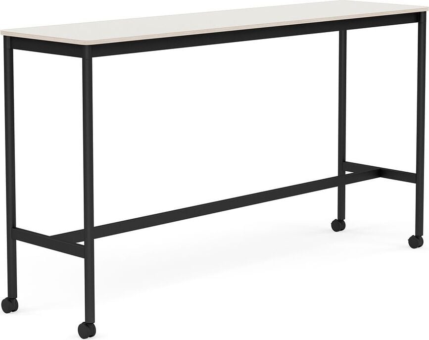 Stôl na kolieskach Base nanolaminát nohy čierne 50 x 190 x 105 cm biely