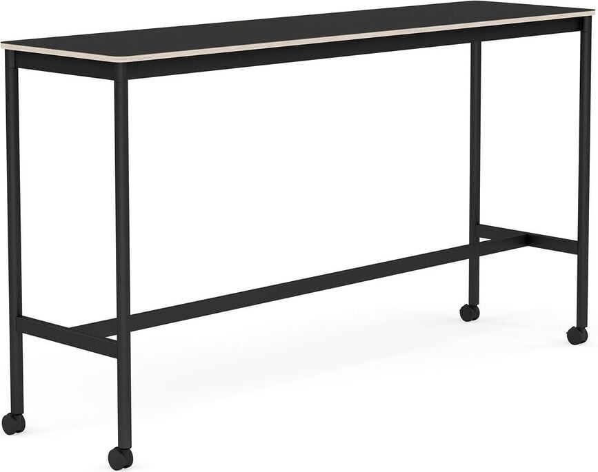 Stôl na kolieskach Base nanolaminát nohy čierne 50 x 190 x 105 cm čierny