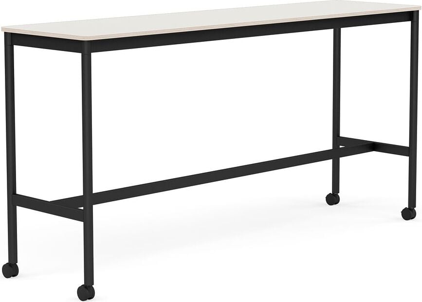 Stôl na kolieskach Base nanolaminát nohy čierne 50 x 190 x 95 cm biely
