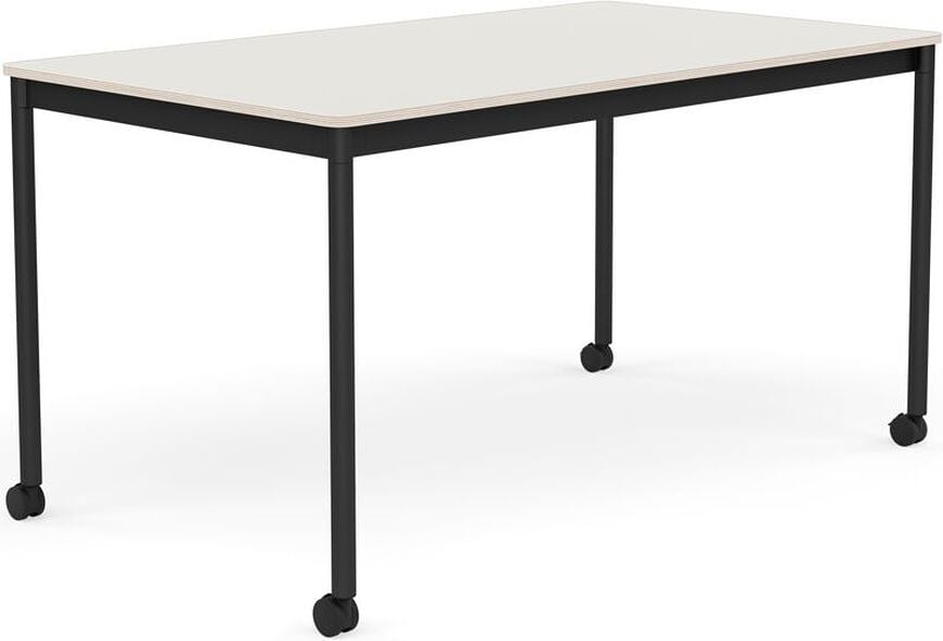 Stôl na kolieskach Base nanolaminát nohy čierne 80 x 140 cm biely