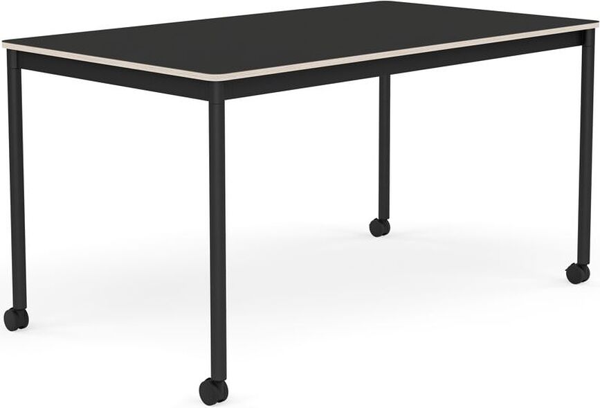 Stôl na kolieskach Base nanolaminát nohy čierne 80 x 140 cm čierny