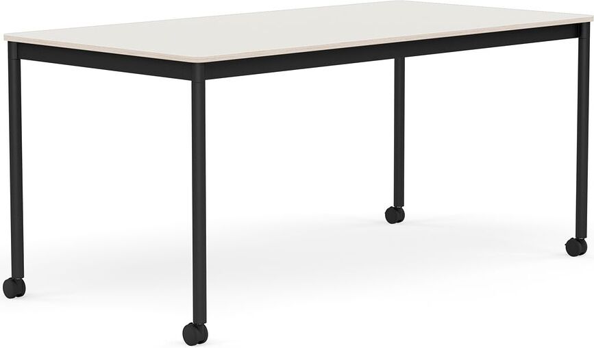 Stôl na kolieskach Base nanolaminát nohy čierne 80 x 160 cm biely