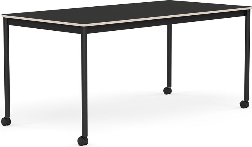 Stôl na kolieskach Base nanolaminát nohy čierne 80 x 160 cm čierny
