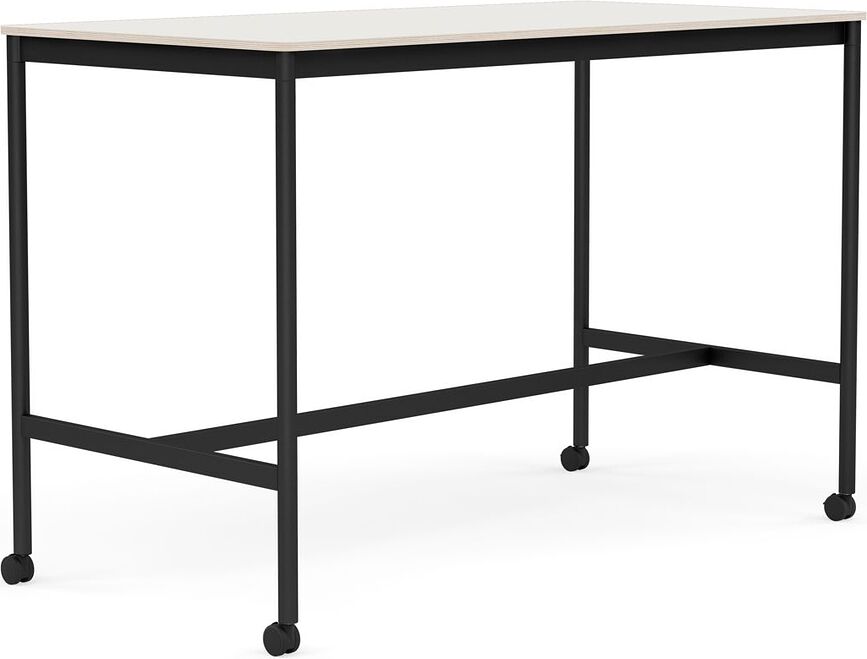 Stôl na kolieskach Base nanolaminát nohy čierne 80 x 160 x 105 cm biely