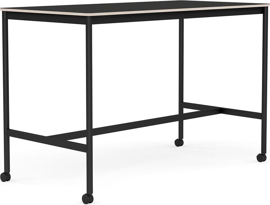 Stôl na kolieskach Base nanolaminát nohy čierne 80 x 160 x 105 cm čierny