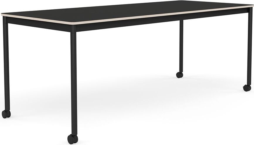 Stôl na kolieskach Base nanolaminát nohy čierne 80 x 190 cm čierny