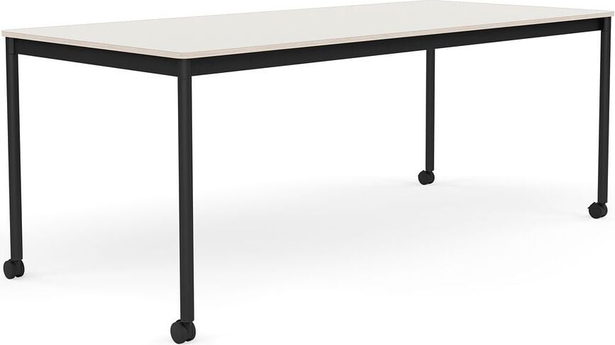 Stôl na kolieskach Base nanolaminát nohy čierne 85 x 190 cm biely